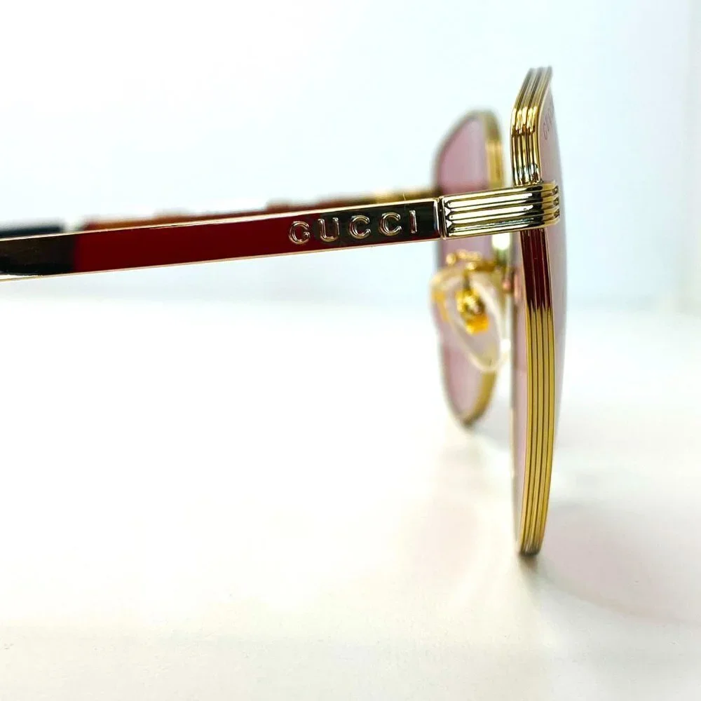 NWT Gucci GG0807SA-004 Gold Oversized 58mm Sunglasses